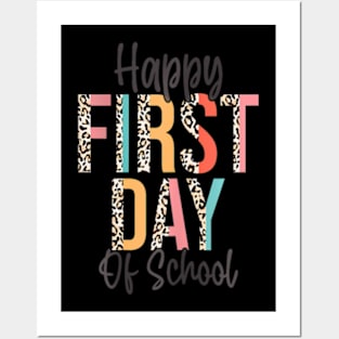 Happy First Day Of School Leopard Back To School Teacher Posters and Art